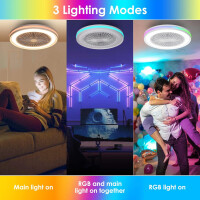activeallbrite Deckenventilator mit LED Licht RGB Fernbedien